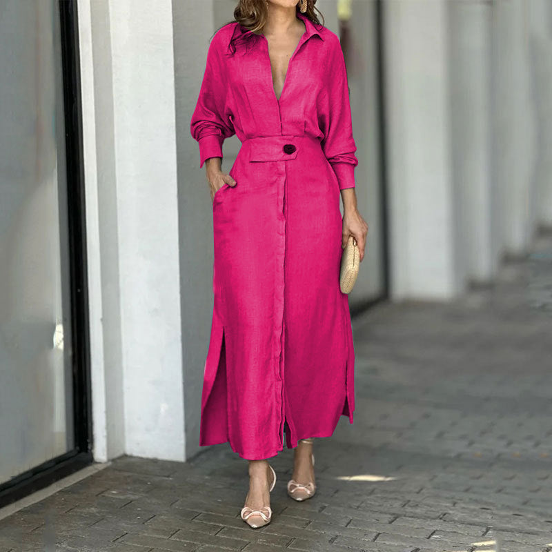 Robe longue élégante en lin pour femme