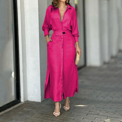 Robe longue élégante en lin pour femme