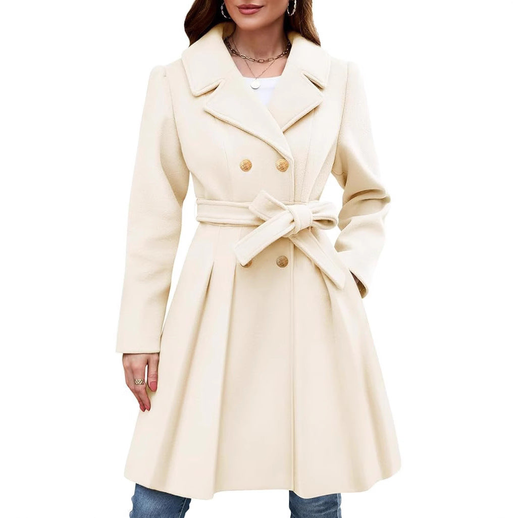 Damen Mantel Klassisch Elegante Wickeljacke - IdealeKleiden