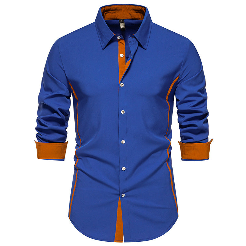 Chemise homme manches longues Coupe Moderne Coutures Contrastantes