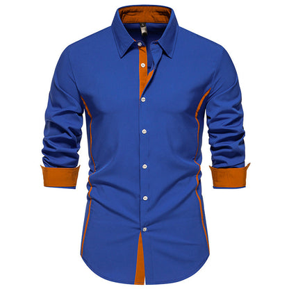 Chemise homme manches longues Coupe Moderne Coutures Contrastantes
