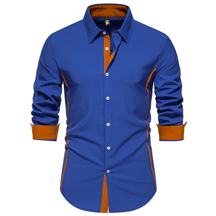 Chemise homme manches longues Coupe Moderne Coutures Contrastantes