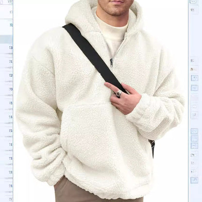 Pull polaire pour hommes, douillet, conception demi-zip
