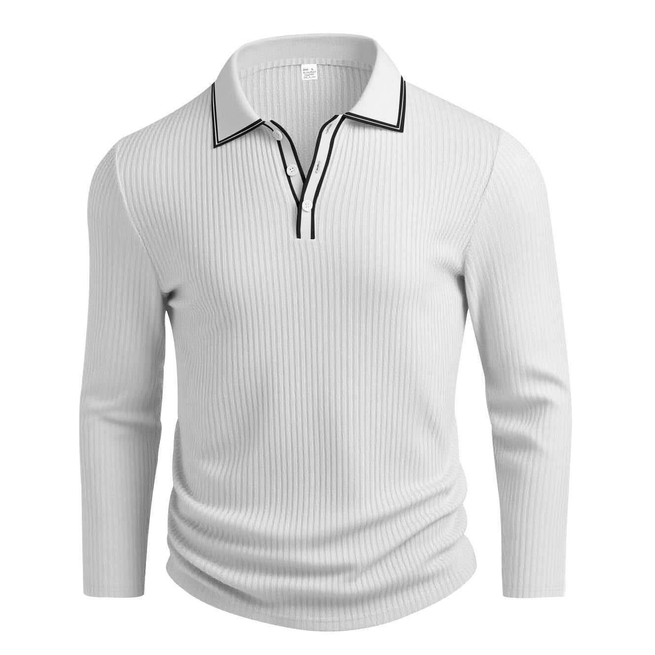 Polo à manches longues élégant homme texturé