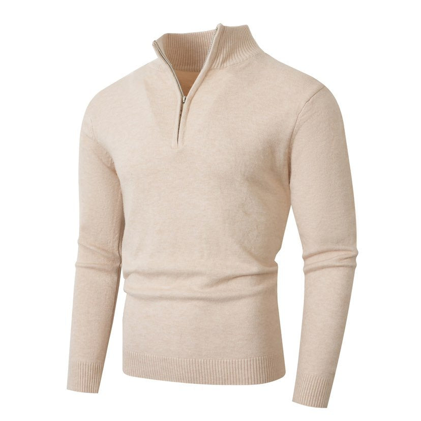 Pull pour homme, moderne, à demi-fermeture éclair, tissu structuré