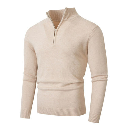 Pull pour homme, moderne, à demi-fermeture éclair, tissu structuré