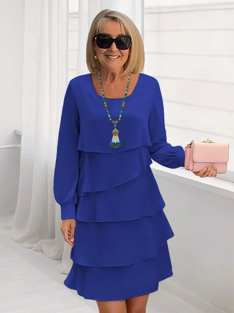 Robe longue femme élégante fluide manches longues