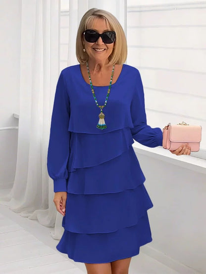 Robe longue femme élégante fluide manches longues