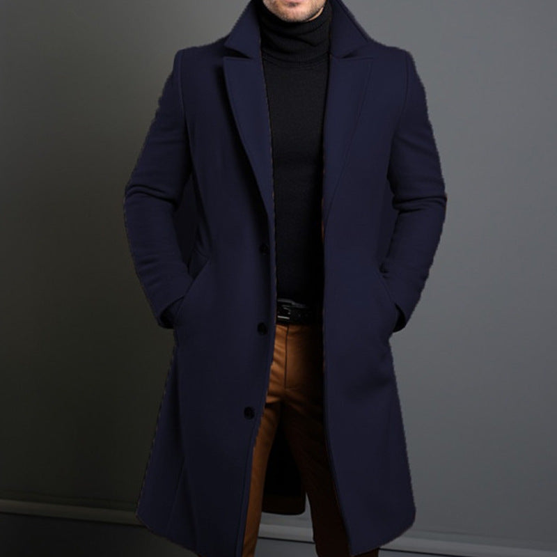 Trench-coat classique femme ajusté mélange de laine mi-long