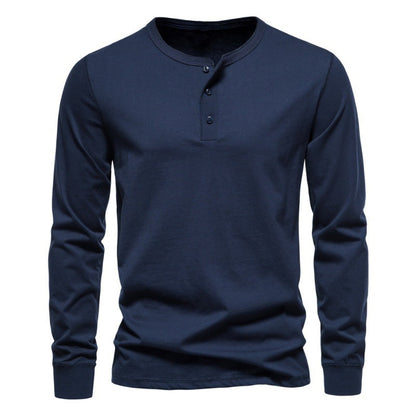 Haut à manches longues pour homme, moderne, boutonné, élégant
