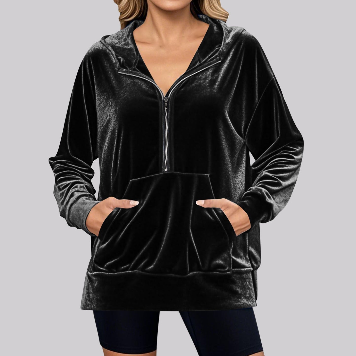 Sweat à capuche polaire douillet pour femme avec poches