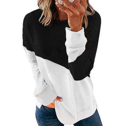 Sweat-shirt Femme Tendance Bloc de Couleurs Col Rond