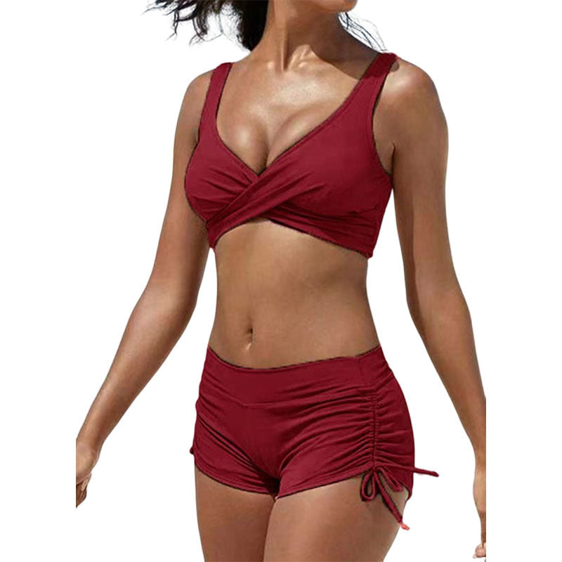 Ensemble de maillot de bain pour femme, style bikini, tendance, effet froncé