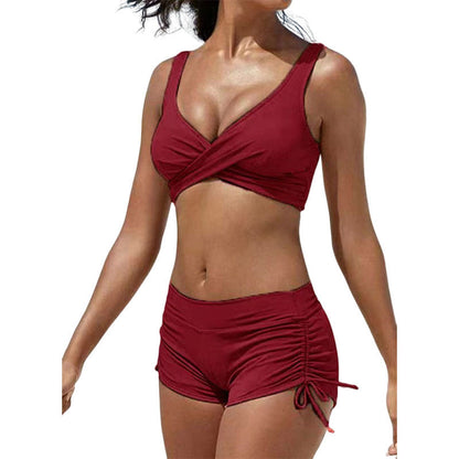 Ensemble de maillot de bain pour femme, style bikini, tendance, effet froncé