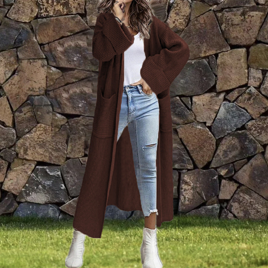 Cardigan oversize en maille pour femme avec poches et épaules asymétriques