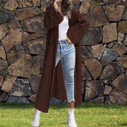 Cardigan oversize en maille pour femme avec poches et épaules asymétriques