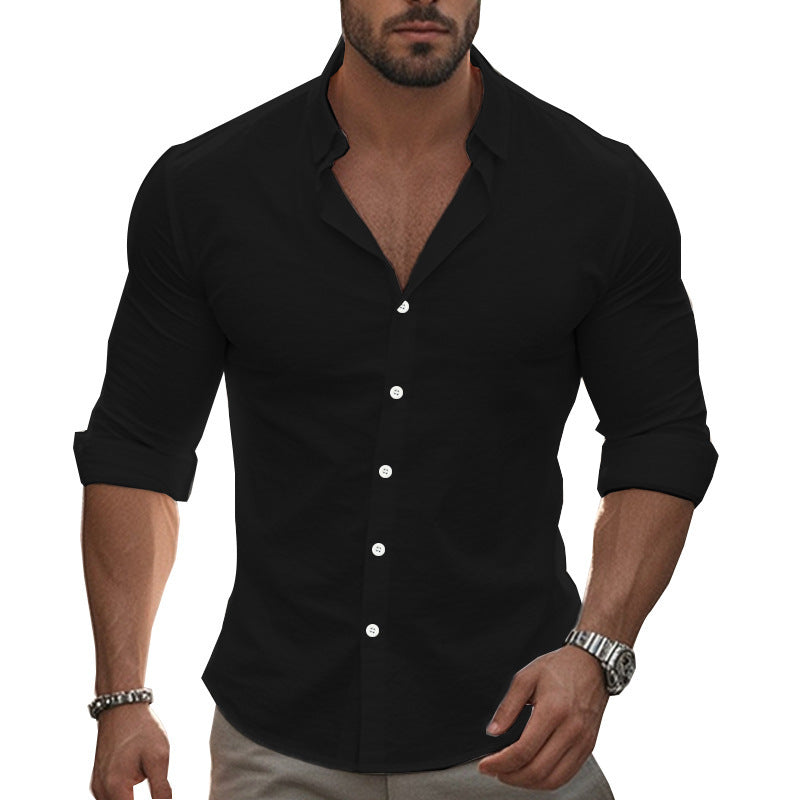 Chemise Homme Élégante Manches Longues Col Moderne