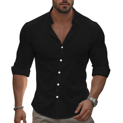Chemise Homme Élégante Manches Longues Col Moderne