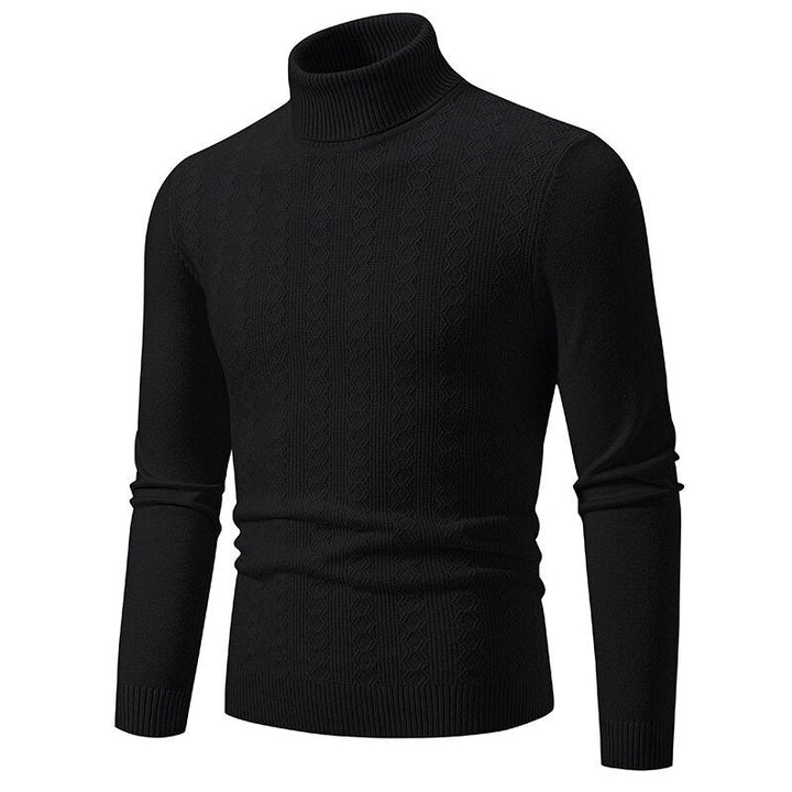 Pull-over homme col roulé tricot torsadé