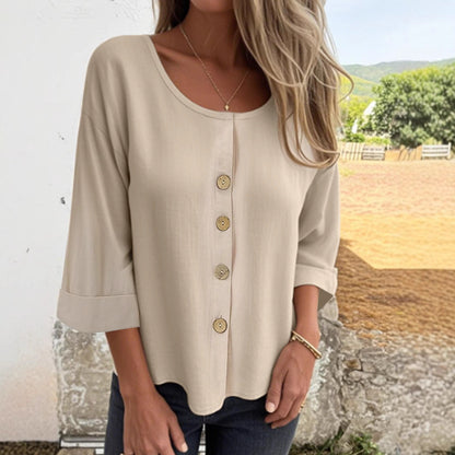 Chemisier femme élégant décontracté bouton détaillé