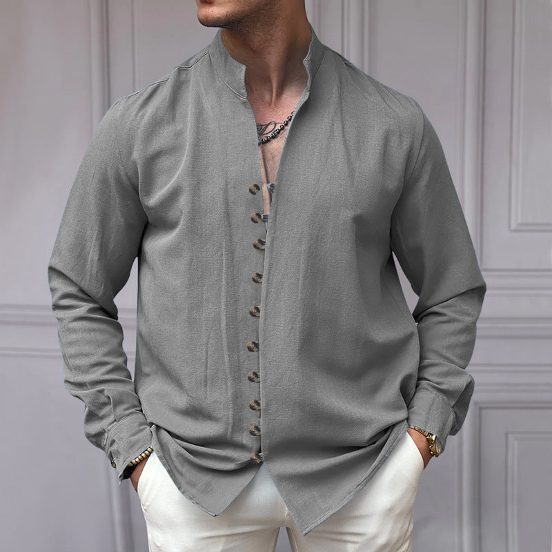 Chemise homme à manches longues moderne boutonnée design élégant