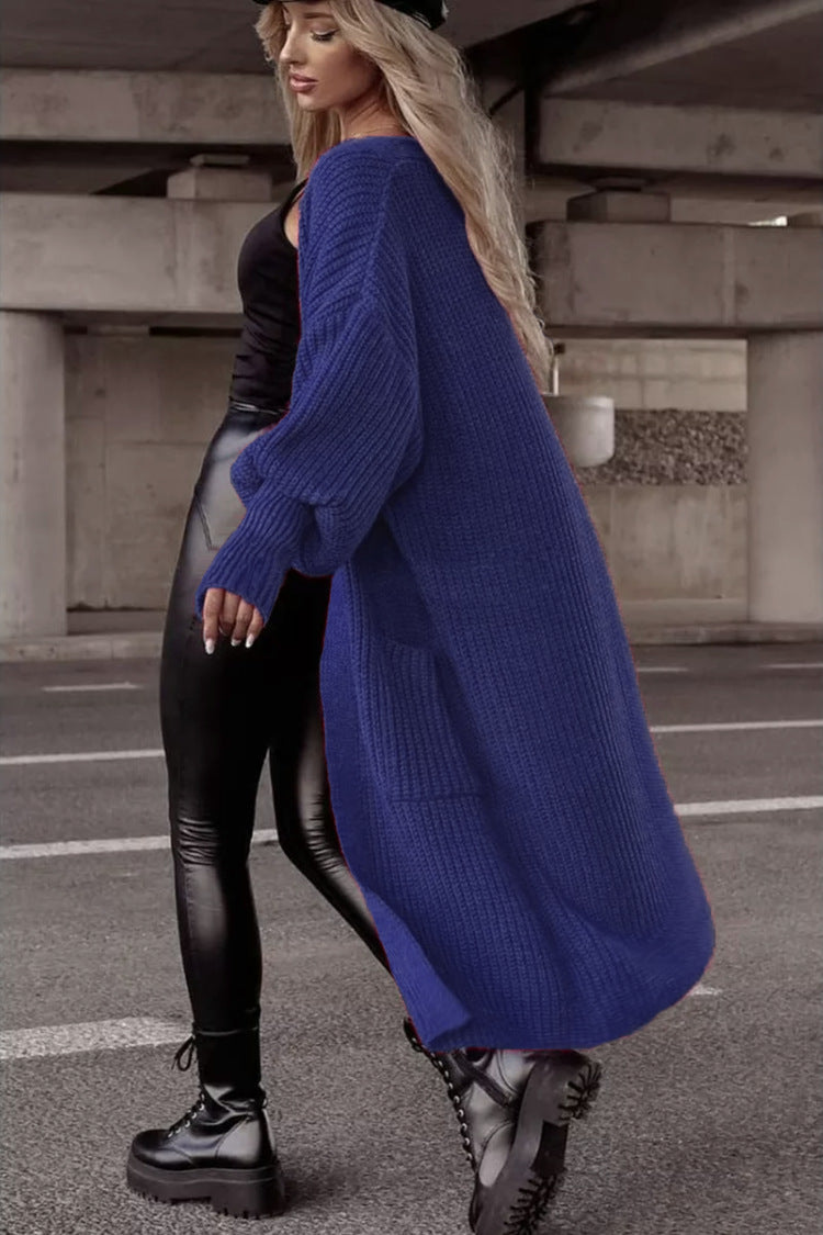 Gilet long pour femme, coupe oversize, décontracté, avec poches