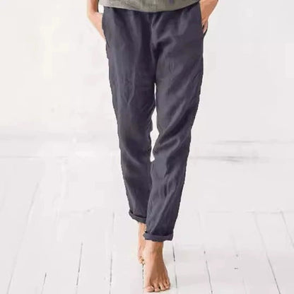 Pantalon en lin femme confortable élégant avec poches