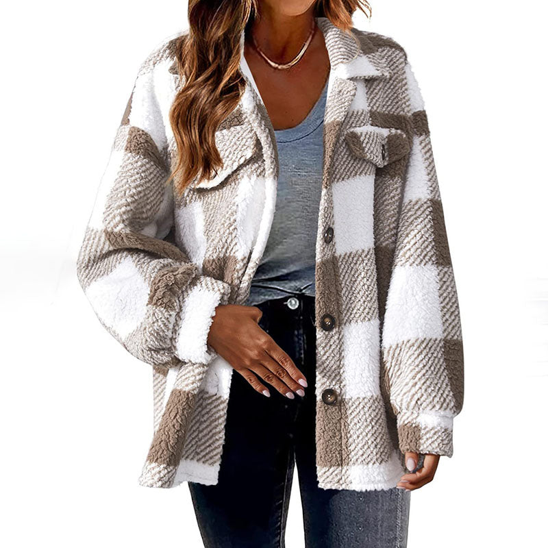 Manteau à carreaux élégant pour femme Hiver