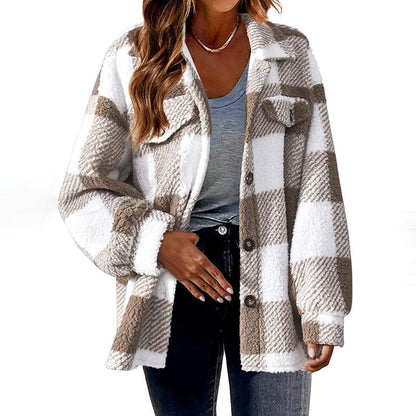 Manteau à carreaux élégant pour femme Hiver