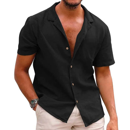 Chemise en lin homme été manches courtes légère