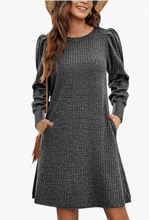 Robe pull femme détails à volants poches latérales