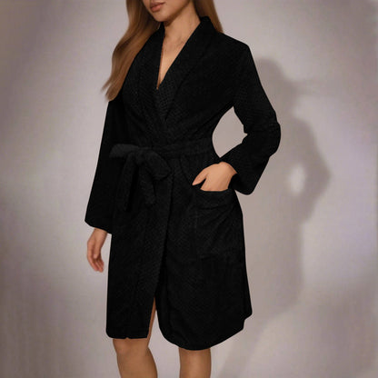Peignoir doux pour femme avec ceinture et poches