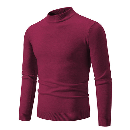 Pull-over Homme Maille Fine Col Montant Élégant