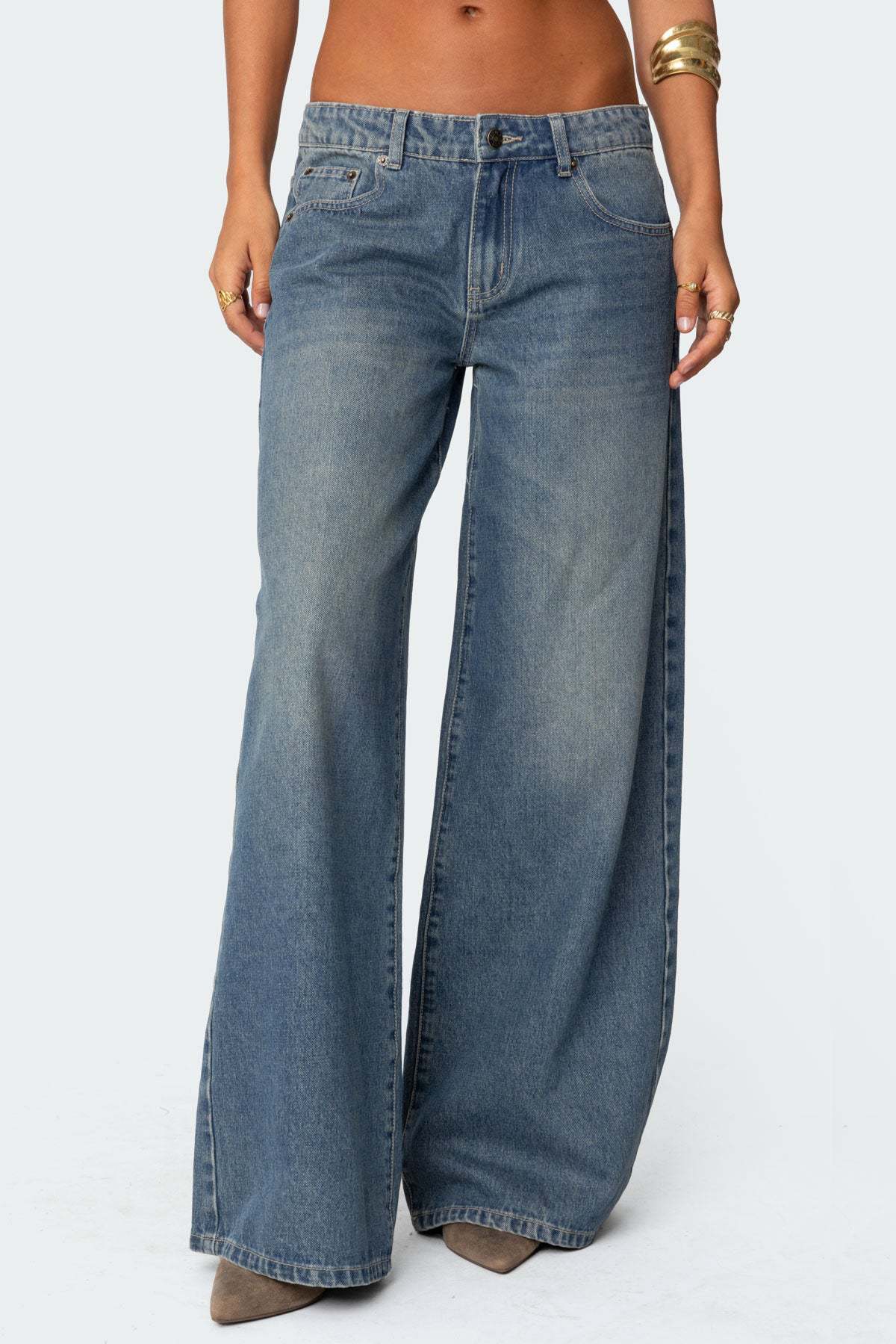 Jeans Taille Haute Femme Jambe Large Confort
