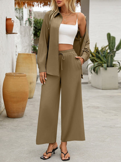 Ensemble deux pièces tendance : Haut décontracté et pantalon confortable