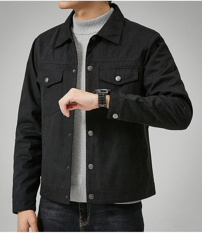 Veste homme simili cuir élégante à boutons et poche poitrine
