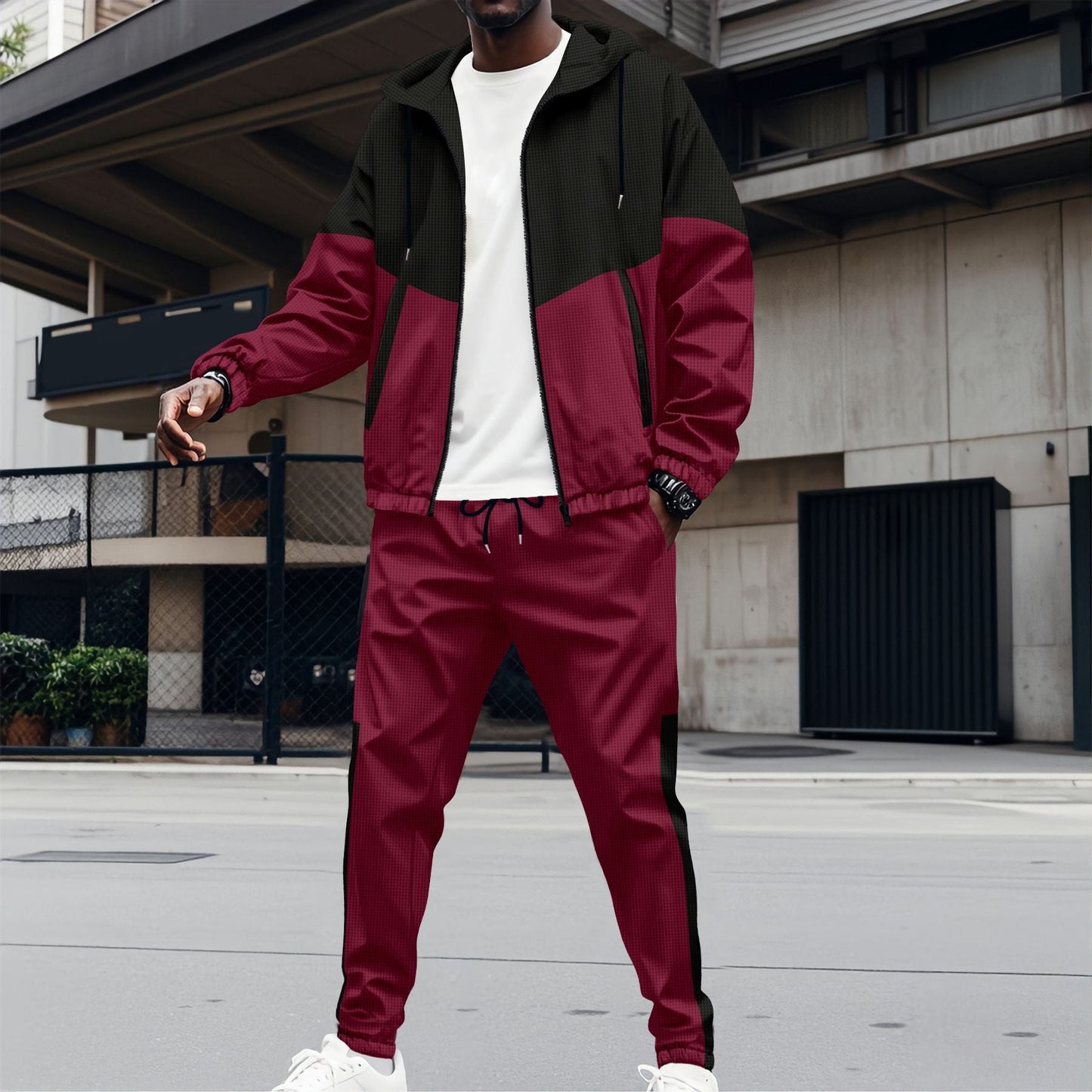Survêtement de sport moderne pour homme, respirant, blocs de couleur