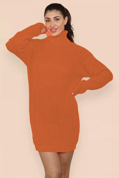 Robe pull femme col montant tricotée élégante