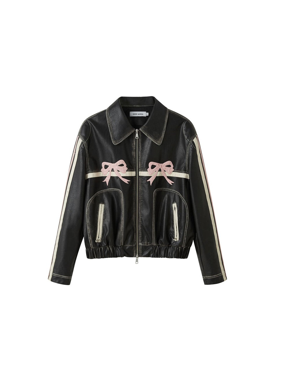 Blouson en cuir élégant pour femme avec fermeture rapide