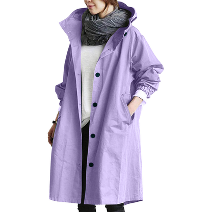 Manteau trench-coat oversize à capuche élégant pour femme