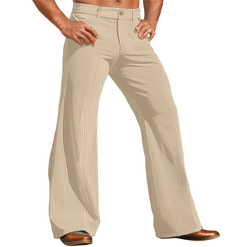 Pantalon vintage homme Coupe évasée Rayures Pantalon élégant