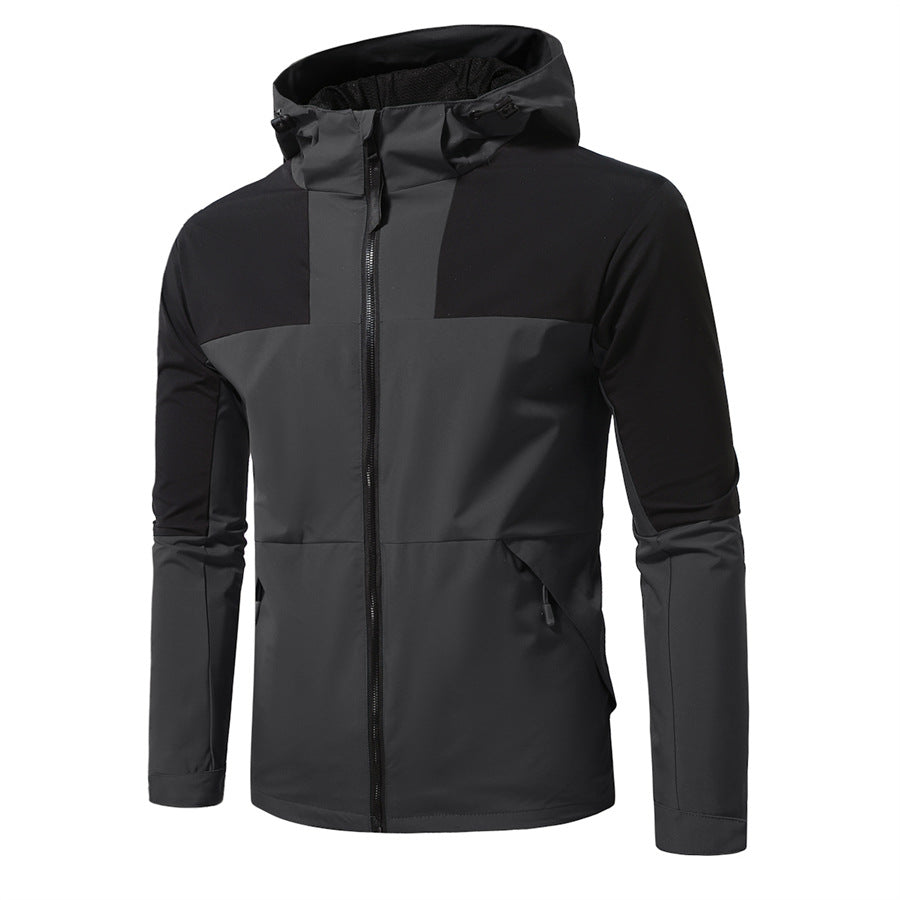 Blouson coupe-vent homme imperméable avec capuche et poches