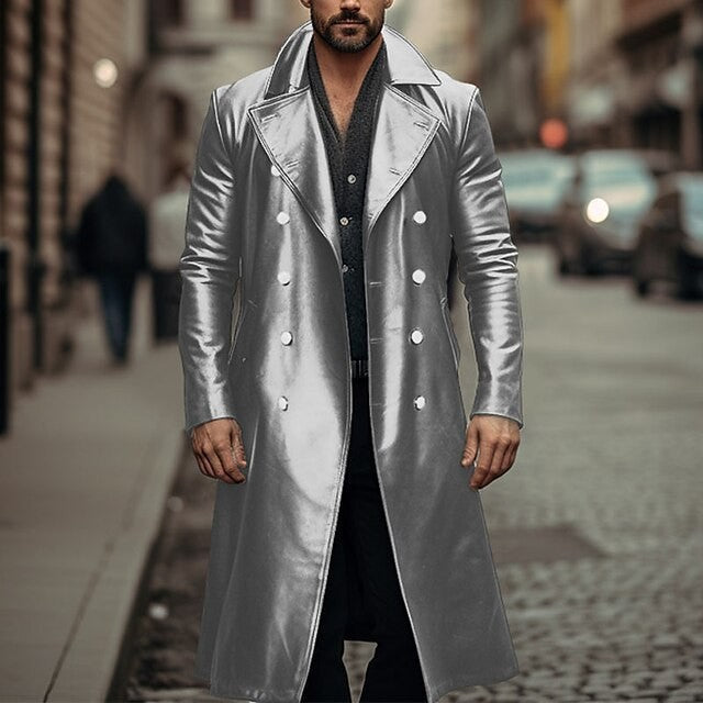 Trench-coat homme Design élégant Tissu brillant