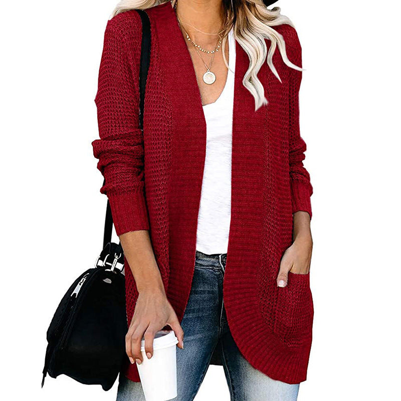 Cardigan décontracté ouvert devant avec poches pour femmes