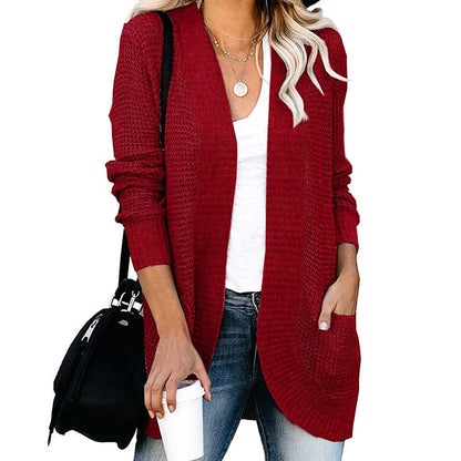 Cardigan décontracté ouvert devant avec poches pour femmes