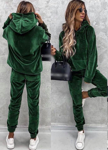 Survêtement de sport femme microfibre capuche poches tenue de sport