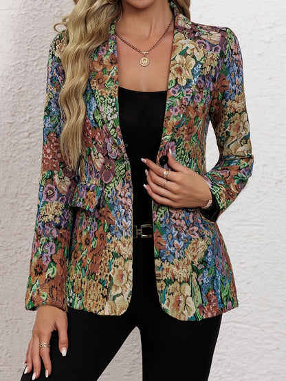Blazer élégant à motif floral pour femmes