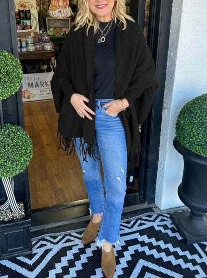 Poncho pour femme élégant avec franges