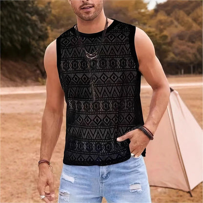 Débardeur homme léger d'été, motif texturé