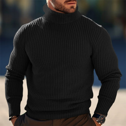 Pull-over homme tricoté, design moderne, col montant